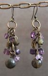 E16 - Labradorite Amethyst and Rainbow Fluorite Cluster Earrings