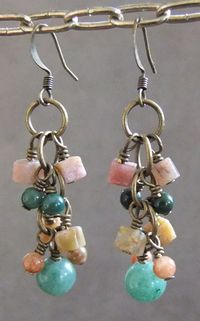 E11 - Fancy Jasper Cluster Dangle Earrings