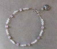 A12 - Rainbow Fluorite and Hills Tribe Silver Pewter Heart Anklet
