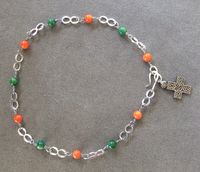 A1 - Orange and Green Celtic Cross Anklet