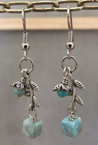 E21 - Turquoise Jasper Leaf Dangle Earrings