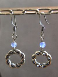 E7 - Blue Agate Round Knot Earrings