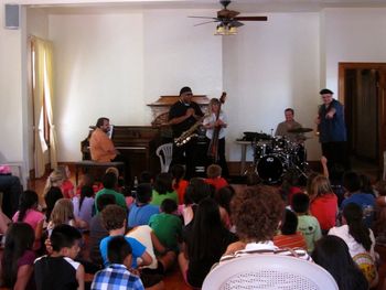 Everyone in the band enjoyed interacting with the kids.
