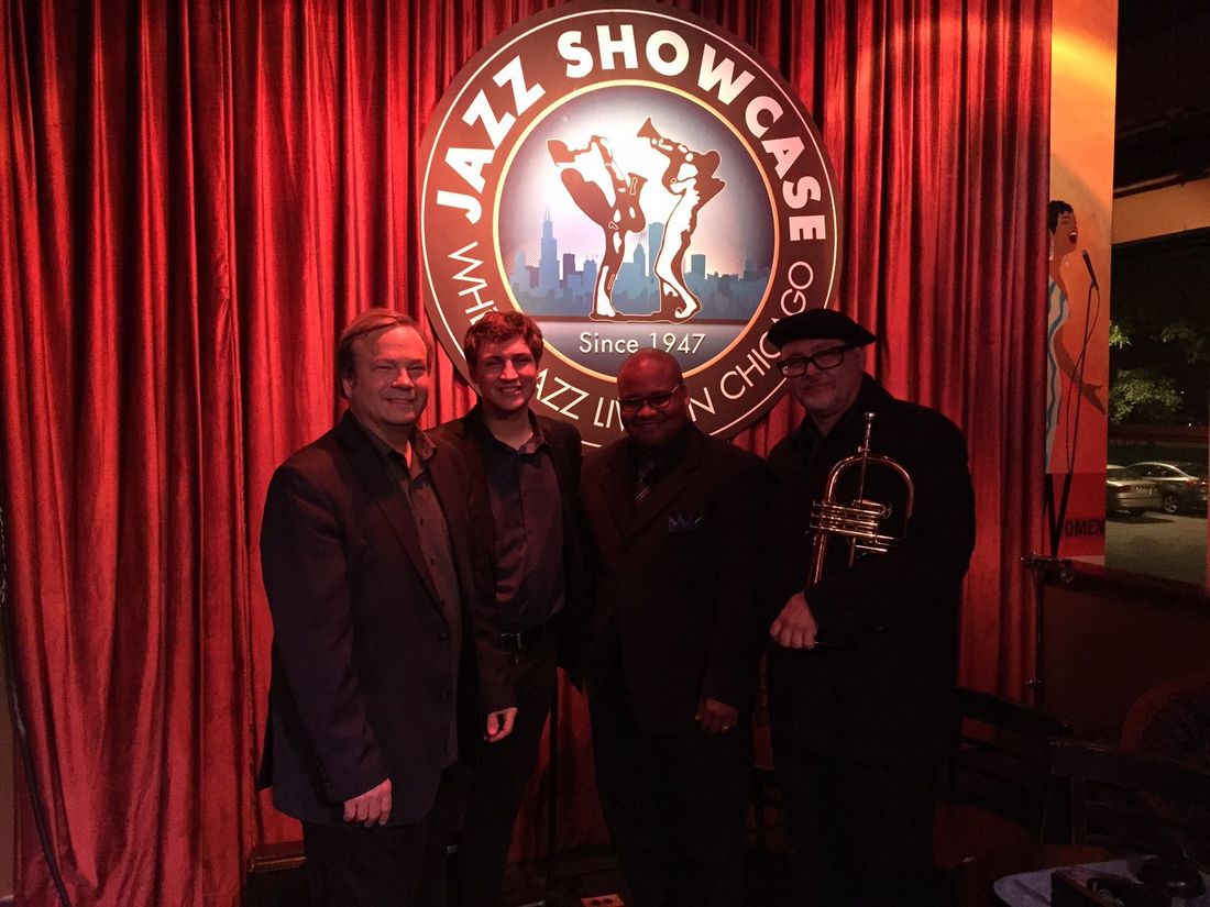(L-R) Tom Knific, Gene Knific, Sean Knific, Dmitri Matheny at the Jazz Showcase, Chicago IL 9/23/15 photo by Sassy
