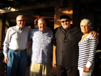 (L-R) Lee Berk, Bumblebee Bob Weil, Dmitri Matheny, Susan Berk @ Museum Hill Cafe, Santa Fe NM 8/22/13

