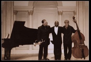 Dmitri Matheny, Darrell Grant and bassist, Weill Recital Hall at Carnegie Hall, New York.
