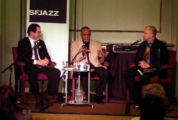 Randall Kline, Bobby Hutcherson and Dmitri Matheny, SFJAZZ Listening Party, Veterans War Memorial Green Room, San Francisco
