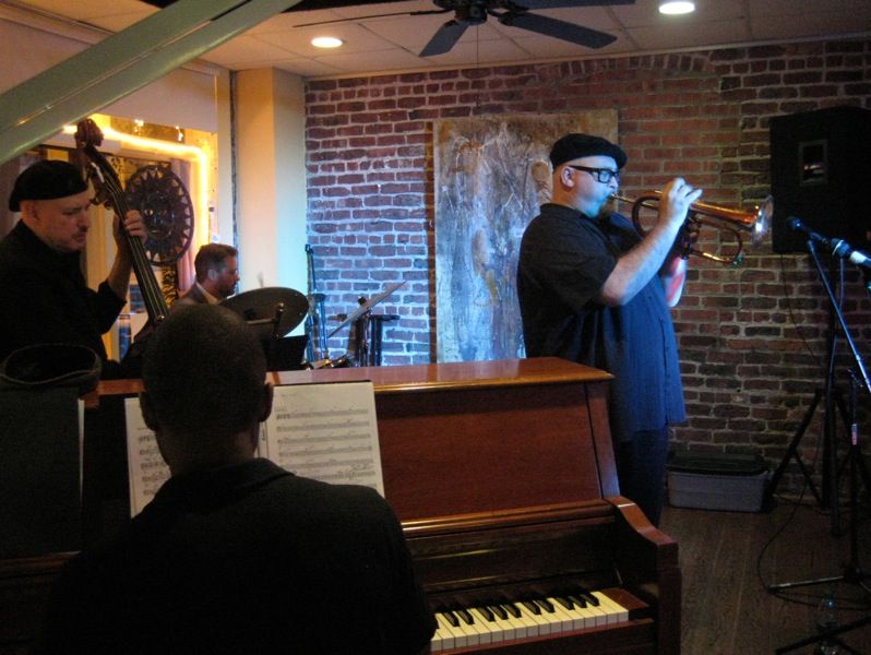 Dmitri Matheny, Richard Johnson, Harvie S, Joe Strasser @ BeanRunner Cafe, Peekskill NY 9/26/14 photo by Sassy
