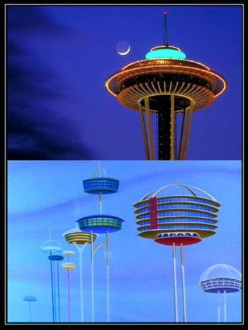 Seattle WA. Top: the Space Needle. Bottom: George Jetson's condo.
