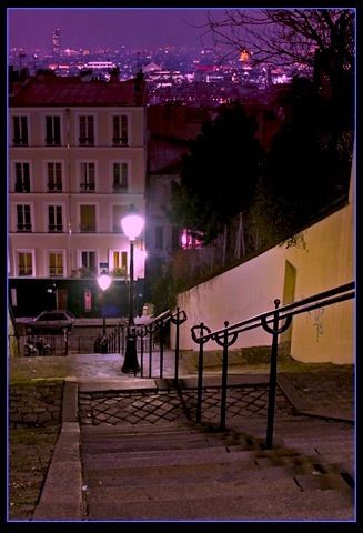 Montmartre Steps at Dusk Paris, FRANCE
