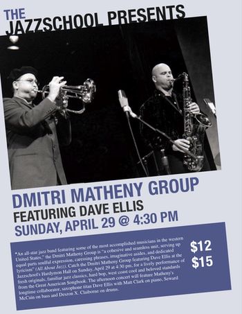 Dmitri Matheny Group The Jazzschool, Berkeley April 29, 2012 Photo by Stuart Brinin
