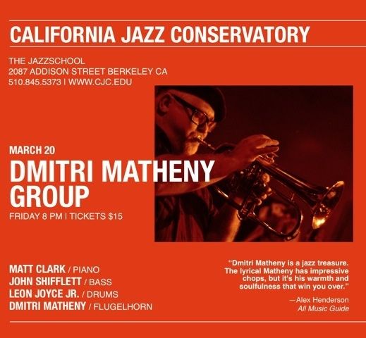 Matt Clark, John Shifflett, Leon Joyce Jr, Dmitri Matheny at California Jazz Conservatory Berkeley CA 3/20/15
