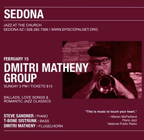 Steve Sandner, T-Bone Sistrunk, Dmitri Matheny Sedona Jazz at the Church Sedona AZ 2/15/15

