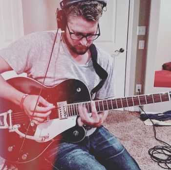 Trevor Forssell laying down tracks in the studio.

