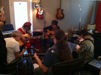 Pete Seegar/Dylan track "Forever Young" session for Amnesty Int'l, 2011. Me and the boyz...
