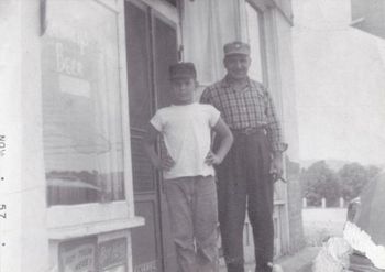 Dan Speal, Jr. (current owner) with his father Dan Speal. This photo was taken in November of 1957 outside of the Tavern.
