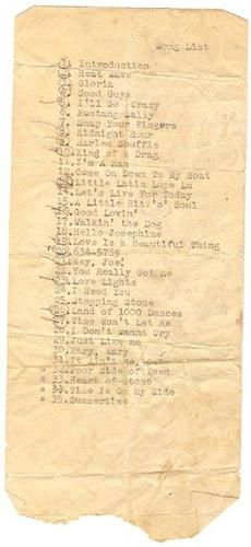song List circa 1967
