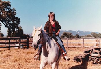 Riding Frosty on Sam Shepard's Ranch when visiting his sister Sandy in Santa Rosa. 1980's
