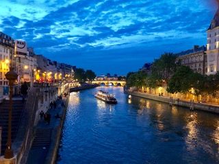 The Seine at night in the City of Lights
