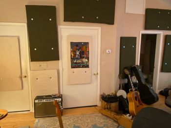 My art quilt The City That Never Sleeps hanging in a place of honor at Ace Recording
