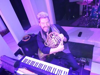 Multi-Instrumentalist behind the scenes at The Who's Tommy, Stray Dog Theatre, 2019
