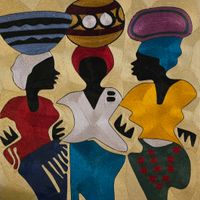 "Three Ladies" African Thread Art