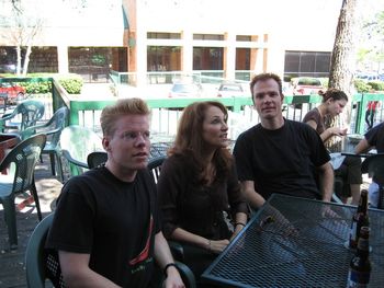 Lorrie at The Alligator Grill with friends from the Netherlands Nico Druijf and Emiel Spoelder
