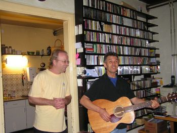 Iain and Jan back stage at Cafe Cambrinus
