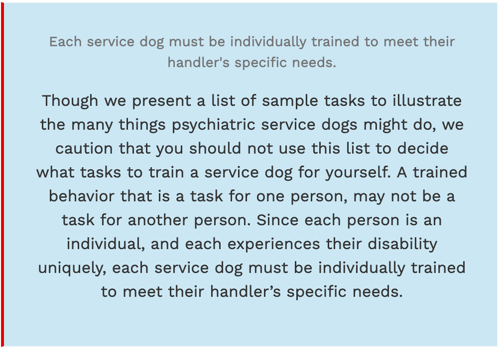 Each dog is individually trained