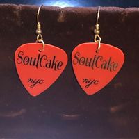 SoulCake Guitar Pic Earrings Red and Silver