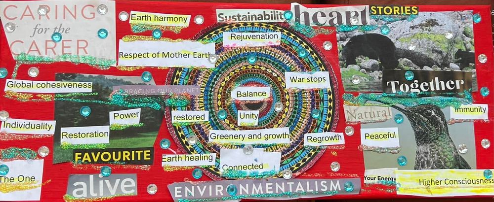 Earth vision board. © 2022 by Kerilie McDowall. All rights reserved.  "Peace does not mean an absence of conflicts; differences will always be there. Peace means solving these differences through peaceful means; through dialogue, education, knowledge; and through humane ways."  — Dalai Lama