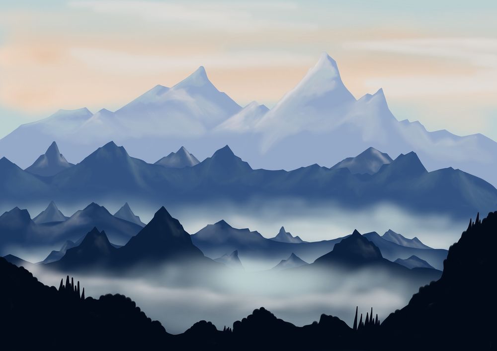 Mountain digital art by Ilonka from Pixabay.