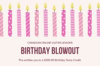$300 Birthday Gift Certificate for Canadian Online Guitar Lessons and Services CAD 