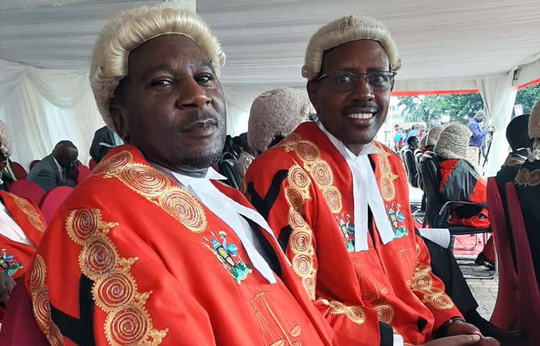Justice Ssekaana at the opening of the  Law year with Hon. Justice Emmanuel Baguma
