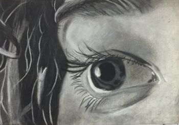 a friend's 14-15 year old grandson's self portrait of his eye
