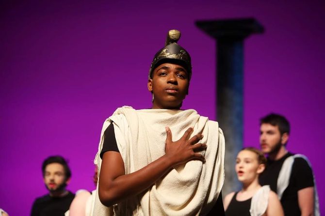 Emmanuel Solomon in Aeneas in FSPA's production of Henry Purcell's Dido and Aeneas, 2020