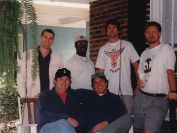 The band with our first manager, Edwin Cooper, in Columbia at a band meeting
