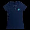 Sunset Women's V-Neck - Navy with Teal Logo/Lettering