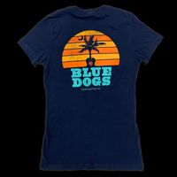 Sunset Women's V-Neck - Navy with Teal Logo/Lettering