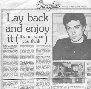 "Teenage Treats" review RECORD MIRROR, Dec '77
