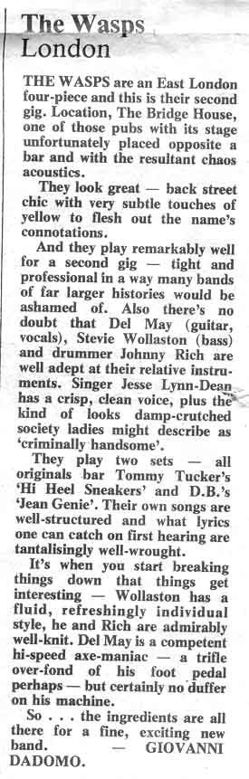 The Wasps review, Sounds, 27th Nov '76
