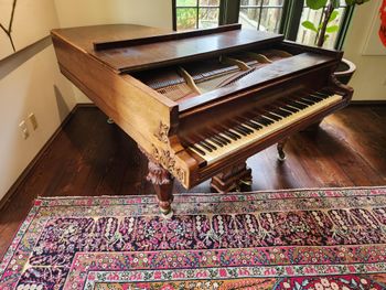 Rare 1871 Steinweg-Grotian, 7.5 feet, been rebuilt in the early 2000s. This company is still in business today, detailed former history . Music rack is also very detailed and did not make the photos. Email for additional pics. 8500.00 delivered within 50 miles of Scottsville KY

