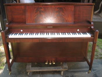 1949 Hamilton Studio with it's new finish, Mahogany stain, satin clear and new key covers.
