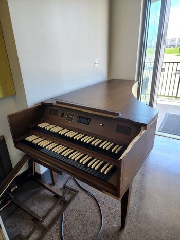 1997 Allen Harpsichord in great working condition, We are currently repairing the cabinet on this and putting a new custom finish on this.  1200.00 delivered.
