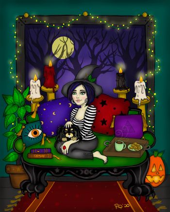 "Hygge Witch" Art by Raven Quinn
