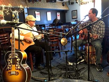 Warming up with the late, great Jimmy Payne for our 'Bluebird  Cafe' in-the-round performance; Nashville, Tn
