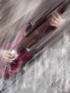 Red Guitar custom art on canvas 17x11