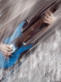 Blue Guitar custom art on canvas 17x11