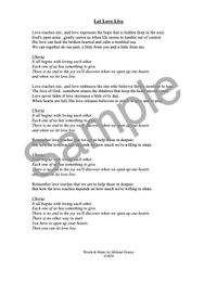 LET LOVE LIVE - Lyric Sheet