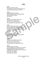 LISTEN - Lyric Sheet